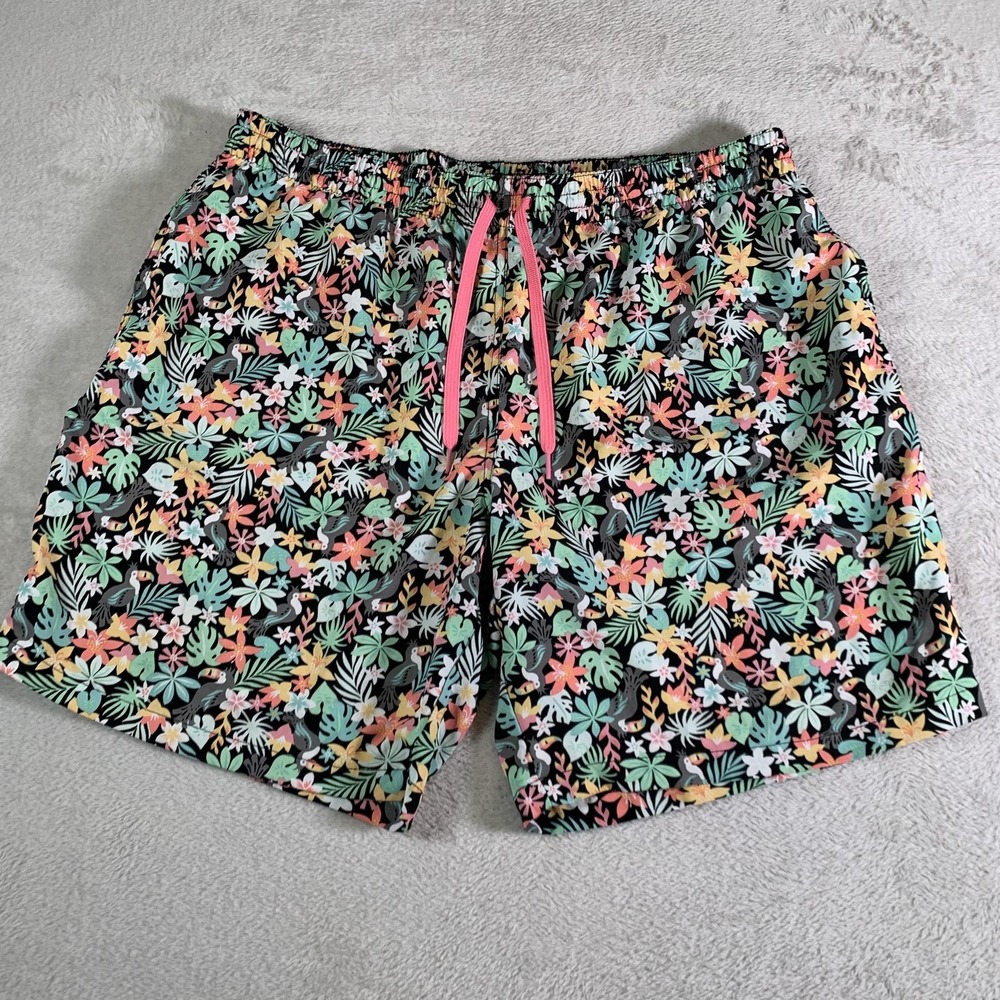 Chubbies Shorts Mens 2XL Black Tropical Floral Swim Trunks Drawstring Lined